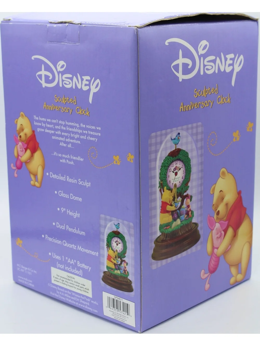 Disney Winnie Pooh Glass Dome Piglet Tree Pendulum Sculpted Anniversary Clock 9